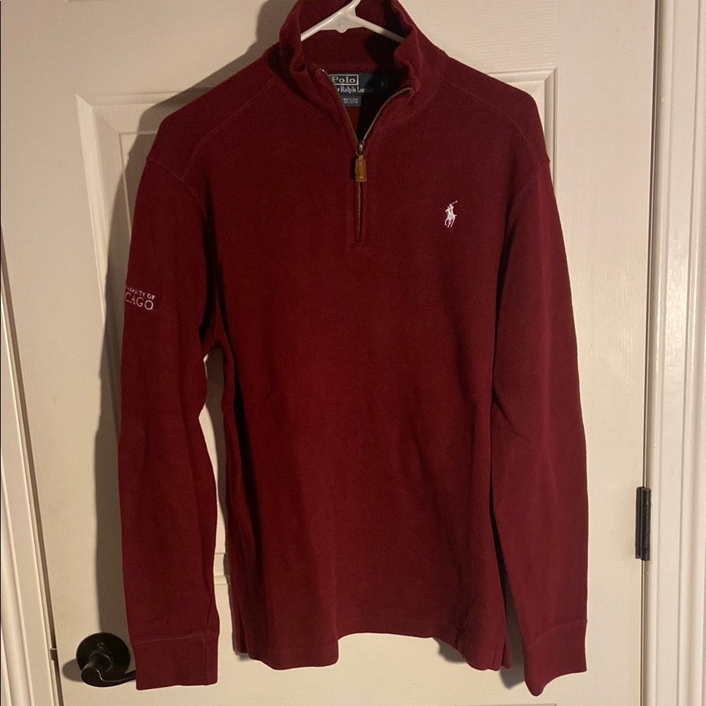 Polo by Ralph Lauren Men's Maroon Cotton Half Zip Sweater